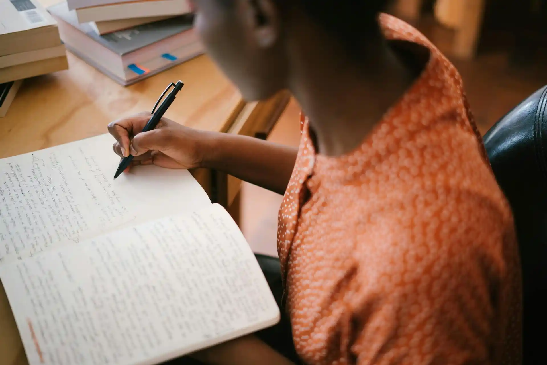 A student studying in a library